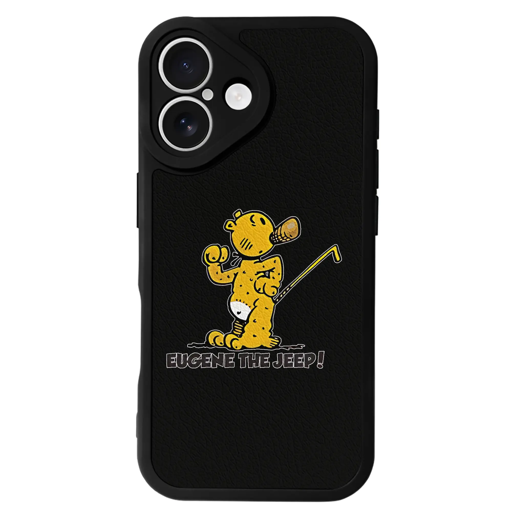 ポパイ グッズ ユージーン・ザ・ジープ - IPhone 16シリーズ対応 ・ シリコンスマホケース ・ レザー調 ・ 高精度フィット ・ 耐衝撃 ・ ワイヤレス充電対応 ・ 精密カット